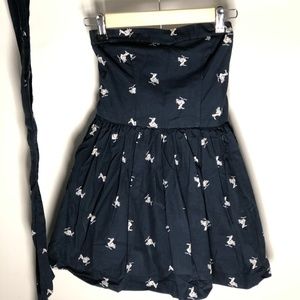 Hollister Navy Strapless Dress w/ Pelicans & Sash